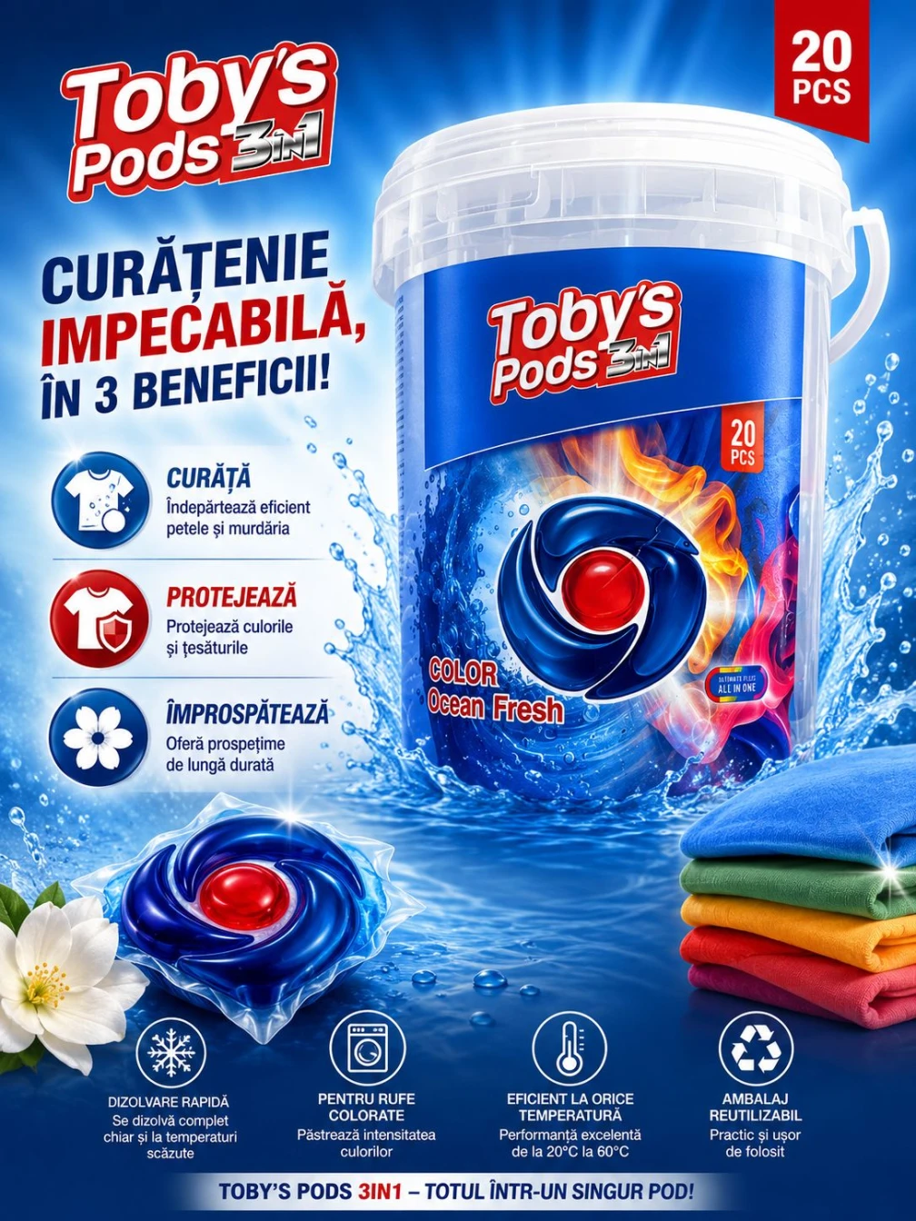 DETERGENT CAPSULE UNIVERSALE PENTRU SPALAT 20 BUC 