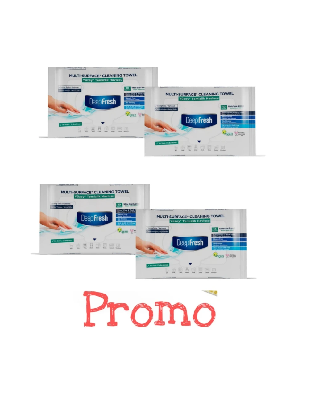 Promo 3 + 1-SERVETELE DE BUZUNAR CU BICARBONAT SI OTET ALBASTRU 10buc