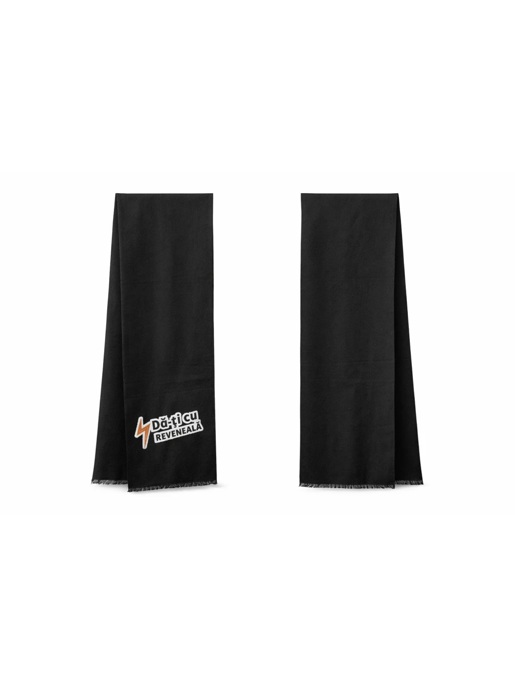 Fular bărbătesc elegant – negru, 177×30 cm, cu logo REVENEALĂ 
