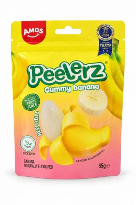 Amos Peelerz Gummy Banana – Jeleuri gumate decojibile cu aromă de banane, 65 g