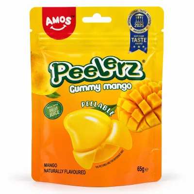 Amos Peelerz Gummy Mango – Jeleuri gumate 3D decojibile cu aromă de mango, 65 g